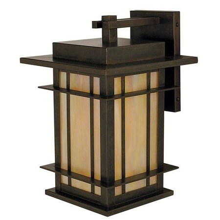 Arroyo Craftsman 7" Oak Park Wall Mount, Black, Cream Glass OPB-7CR-BK